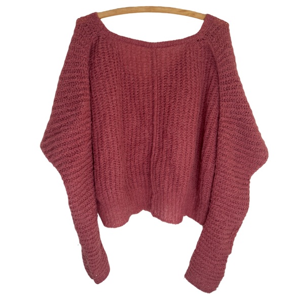 FREE PEOPLE Moonbeam Pink Alpaca Blend Slouchy Oversized Sweater Size XS - Picture 5 of 16